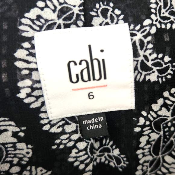 SALE Cabi #5156 Seaside Chic Cropped Polka Dot Chiffon Blazer Size 6 Black White - Picture 2 of 8